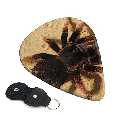 Image of Guitar Picks 6 Pcs Pink Tarantula Print Plectrums for Bass Electric Acoustic Guitars Ukulele
