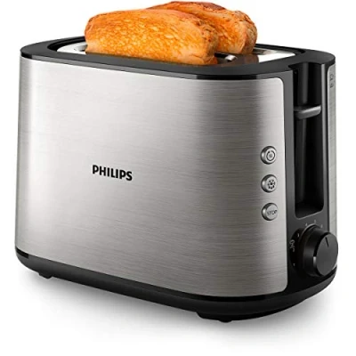 Image of Philips Viva Collection Toaster, Black, Stainless steel (HD2650/90)