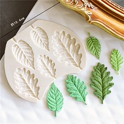 Image of Leaf Silicone Mold Rose Flower Fondant Molds DIY Cake Decorating Tools Sugarcraft Candy Resin Clay Chocolate Gumpaste Moulds (4.2 x 3.28 0.24 inches)