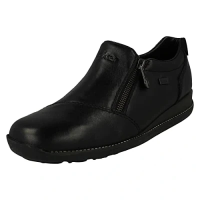Image of Rieker Ladies Casual Ankle Boots with Nano Water Protection 41907 00 Black Leather UK Size 8 EU 42 US 10