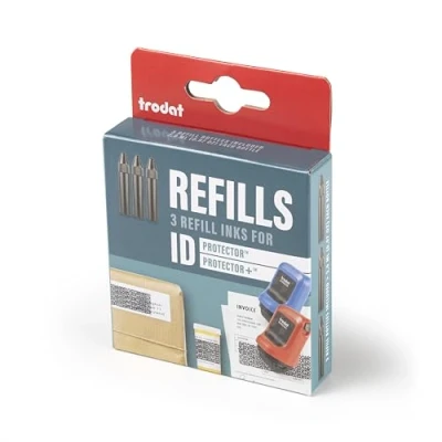 Image of Trodat Refill Inks for ID Protector+ &amp; Protector Identity Theft Protection Roller Stamp 3 Ink Pack
