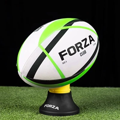 Image of FORZA Match/Training Rugby Balls 7 Multiple Sizes Professional Standard (Size 5, Club Ball (Green))