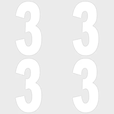 Image of bin Numbers for Wheelie Bins (Pack of 4 Stickers) Choice 0 9 White Self Adhesive Vinyl Numbers, 17.3cm Long Stickers waste bin, garbage (No.3)