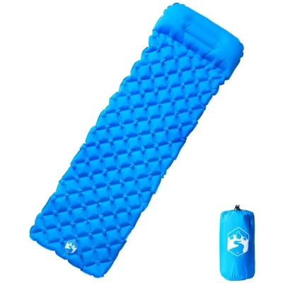 Image of vidaXL Inflating Camping Mattress with Pillow 1 Person Blue