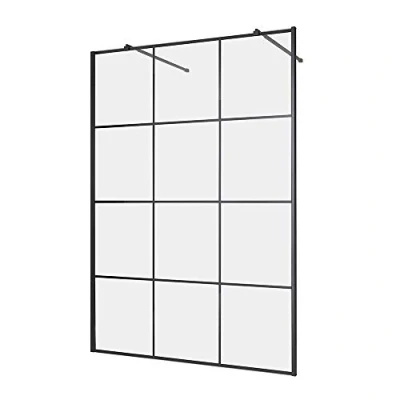 Image of Milano Barq Black Grid Reversible Shower Enclosure Screen 1400mm