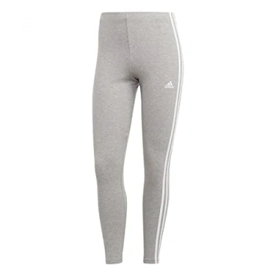 Image of adidas Women&#039;s Essentials 3 Stripes High Waisted Single Jersey Leggings, Medium Grey Heather/White, XL