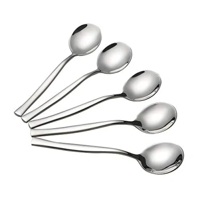 Image of Xowine 12 Piece Stainless Steel Round Spoon, Soup Spoon