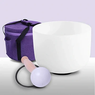 Image of ENERGYSOUND 432 Hz Perfect Pitch F Heart Chakra Frosted Quartz Crystal Singing Bowl 10 inch (25 cm)+ Case Bag mallet&amp;O ring included