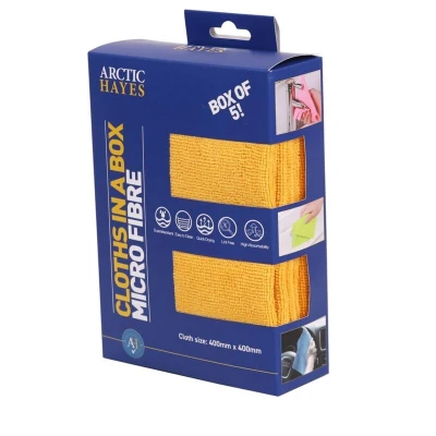 Image of Arctic Hayes Micro Fibre Cloths All Purpose Cleaning Wipes Box of 5 Yellow