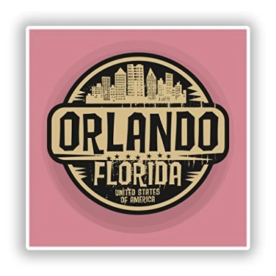 Image of 2 x 10cm/100mm Orlando Florida Vinyl Stickers Travel Luggage #10589
