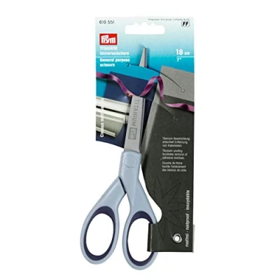Image of Prym General Purpose Titanium Scissors 18cm, Stainless Steel, Blue