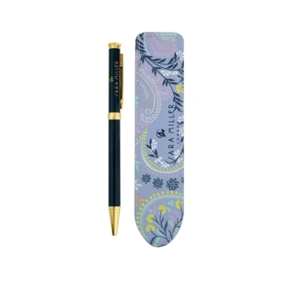Image of Sara Miller Savannah Ballpoint Pen &amp; Faux Leather Case Pouch Set