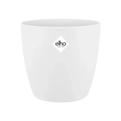 Image of Elho Brussels 14cm Round Plastic Indoor Plant Pot White
