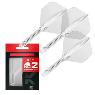 Image of TARGET Darts K Flex Integrated Dart Flight And Shaft, No.2 Clear (Intermediate) Pack Of 3 No 2, Precision Moulded 2 In 1 Flights Stem Professional Accessories
