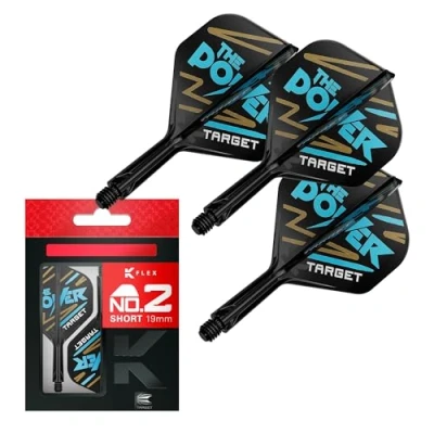 Image of TARGET Darts Phil Taylor K Flex Flights and Shaft System, No.2 Pack of 3 Kflex All In One Flights, Player Edition Accessories Dart Stem Short (19mm)