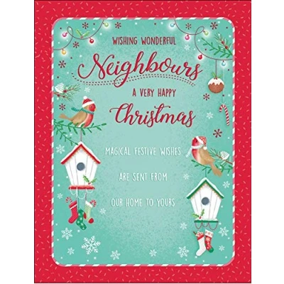 Image of Piccadilly Greetings Modern Christmas Card Neighbours 8 x 6 inches