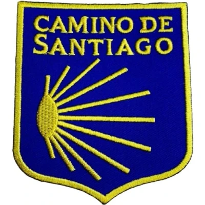 Image of Camino De Santiago Patch (3 Inch) Embroidered Iron on or Sew Badge Scallop Shell Pilgrimage Travel Souvenir Emblem Crest DIY Gift Patches
