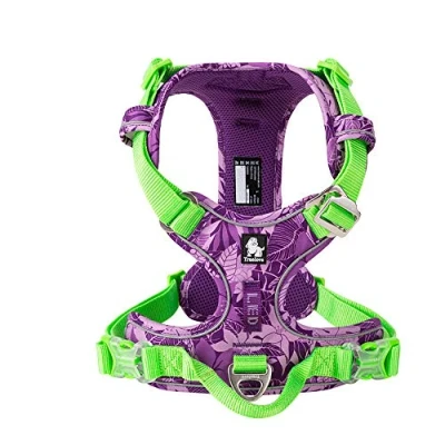 Image of WINHYEPET True Love No Pull Dog Harness,Adjustable Outdoor Vest Reflective Nylon Soft Pet Harness Suitable Small Medium Large Breeds TLH5653(amouflage Purple,XL)
