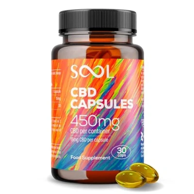 Image of SOOL CBD Gel Capsules 450mg 30pcs Broad Spectrum Hemp Oil Blended Relax Recover Revive