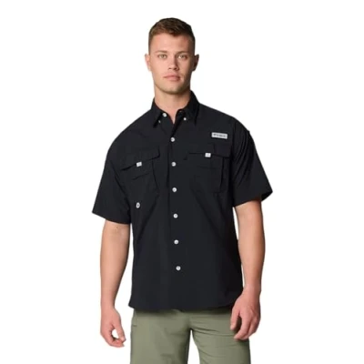 Image of Columbia Men&#039;s Bahama II Short Sleeve Shirt, 2024 Black, 3X Tall