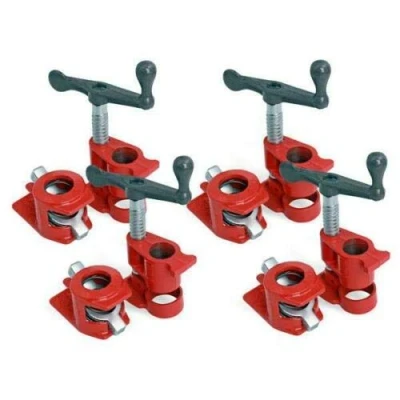 Image of Set of 4 3/4&quot; Wood Gluing Pipe Clamps Heavy Duty Woodworking Cast Iron CT5412