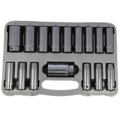 Image of 1/2&quot; Drive Deep Impact Socket Set 6 Point 16 PCE 10 32mm Franklin Tools TA801