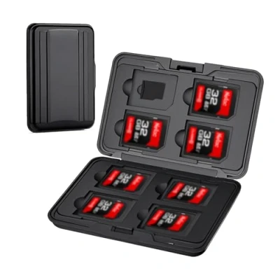 Image of 16 Slots Memory Card Case,1 Pcs Waterproof SD Case Holder for 8 Micro SDXC SDHC + SDHC,Waterproof Shock Resistant Storage Organizer(Black)