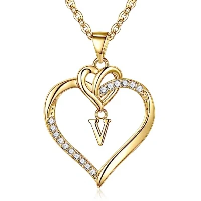Image of TINGN Gold Heart Initial Necklaces for Women Girls, J Necklace Dainty 14K Plated Girls Cute Jewelry Gifts