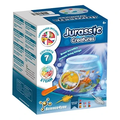Image of Science4you Brine shrimp Hatchery Kit Artemias Jurassic Sea Creatures Includes eggs and small fish tank Create an Ecosystem with Dragons Science for Kids Age 6+