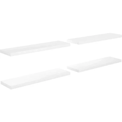 Image of vidaXL Floating Wall Shelves 4 pcs High Gloss White 90x23.5x3.8 cm MDF
