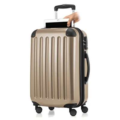 Image of Haputstadtkoffer Hand luggage Hard shell trolley Rolling suitcase 4 double rolls, Roller Case, 55 cm, 42 liters, Gold (Champagner)