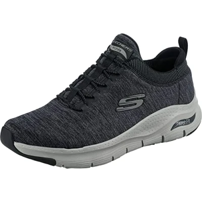 Image of Skechers Men&#039;s Arch FIT WAVEPORT Sneaker, Black Mesh/Gray Trim, 6 UK