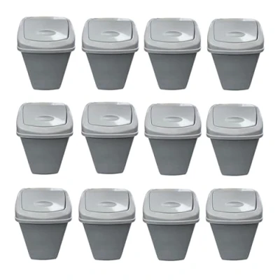 Image of Chabrias Ltd Swing Bin Waste Rubbish Recycling Flip Top Dustbin for Home, Kitchen, and Office (12 Pack, 50 Litre)