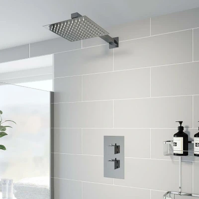 Image of Architeckt Square Thermostatic Mixer Shower Concealed with Wall Fixed Head