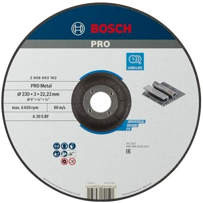 Image of Bosch Professional 1x Standard for Metal Cutting Disc (for Metal, Ø 230 x 3 22,23 mm, Depressed Centre, Accessory Angle Grinder)