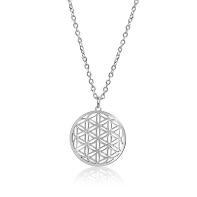 Image of Nuoli® Flower of Life Necklace Women&#039;s (45 + 5 cm Adjustable) with Pendant for Women and Girls silver