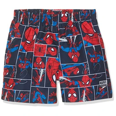 Image of Speedo Boys&#039; Marvel Water Shorts, Spiderman Navy/Lava Red, 3 4