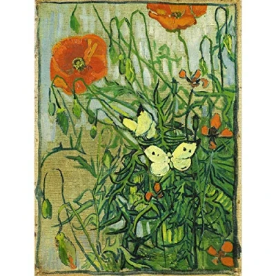 Image of Vincent Van Gogh Butterflies And Poppies Large Wall Art Print Canvas Premium Poster Mural