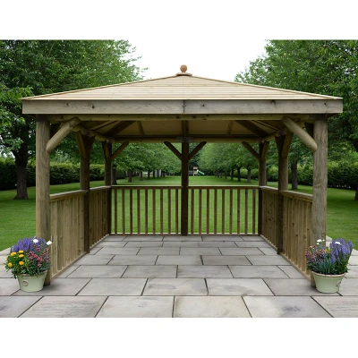 Image of 11&#039;x11&#039; (3.5x3.5m) Square Wooden Garden Gazebo with Timber Roof