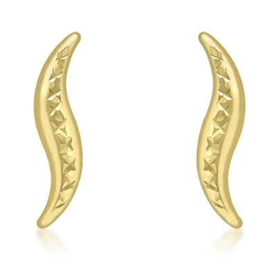 Image of Carissima Gold Women&#039;s 9ct Yellow Diamond Cut Slim Wave Stud Earrings