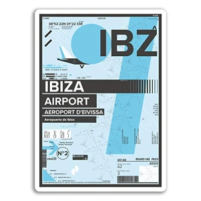 Image of 2 x 10cm IBZ Ibiza Airport Vinyl Stickers Spain Travel Sticker Luggage #17408 (10cm Tall)