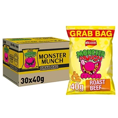 Image of Monster Munch Roast Beef Snacks, 40g (Pack of 30)