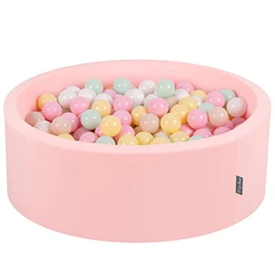 Image of KiddyMoon 90X30cm/300 Balls ∅ 7Cm / 2.75In Baby Foam Ball Pit Made In EU, Pink:Pastel Beige/Pastel Yellow/White/Mint/Light Pink