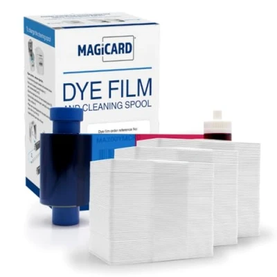 Image of MAGICARD MA300YMCKO (EN1) Printer Ribbon and 100 Cards Bundle Prints up to 300 Card Designs