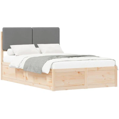 Image of vidaXL Bed Frame with Upholstered Headboard Light Grey 120 x 200 cm