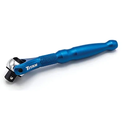 Image of TITAN 11316 1/4 Inch Drive x 4 90 Tooth Swivel Head Micro Ratchet Blue