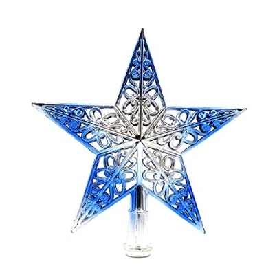 Image of JMAHM Tree Toppers Christmas Star Xmas Treetop Topper Decoration Ornament (20cm, Blue Silver)