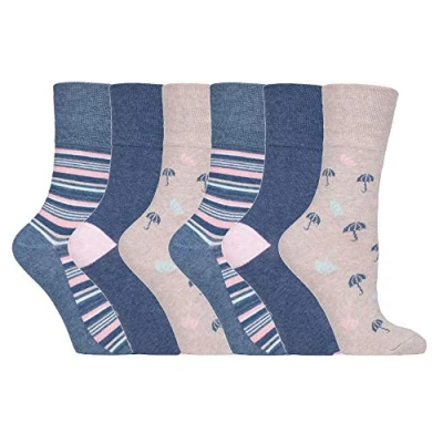 Image of NEW: 6 Pairs Ladies Gentle Grip No Elastic Socks 4 8 uk, 37 42 eur (4 eur, GG170)