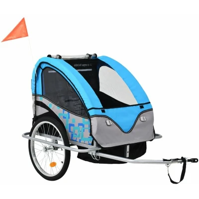 Image of vidaXL 2 in 1 Bike Trailer &amp; Stroller Black and Red