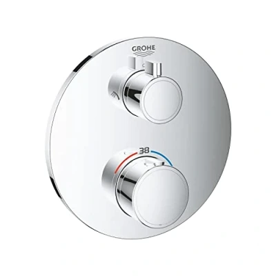 Image of GROHE Grohtherm Thermostatic Shower Mixer Trim Set to Control 2 Showers, Concealed Installation, Chrome, 24076000